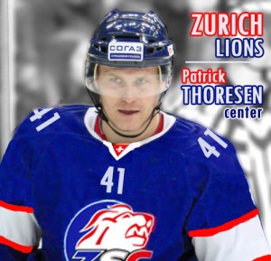 Zurich fourth-line center Patrick Thoresen is among the league leaders in hits and takeaways per minute this season.