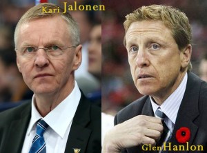All-Star Game coaches Kari Jalonen (left) and Glen Hanlon (right).